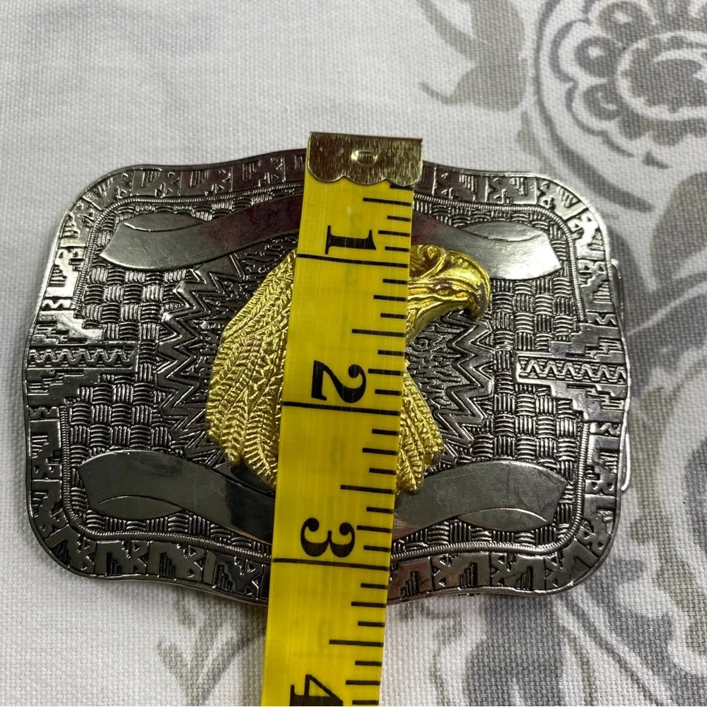 Vintage Y2K Western Bald Eagle Gold Silver metal Buckle Rodeo Cowboy‎